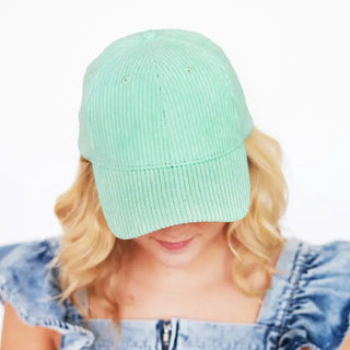 Mint Corduroy Baseball Cap - Blank #M193VL-MINTCORD - Baseball Cap - Women’s