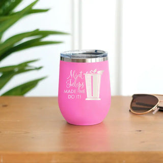 Mint Julep Tumbler Pink 12oz Insulated Cup Kentucky Derby Day Gift #TWB12-JULEP-PK - Insulated Mug/Tumbler