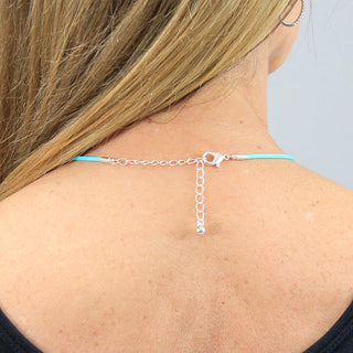 Mint Leatherette Choker Necklace with Pearl Charm #ACN2671MINT-PEARL - Pendant/Charm Necklace