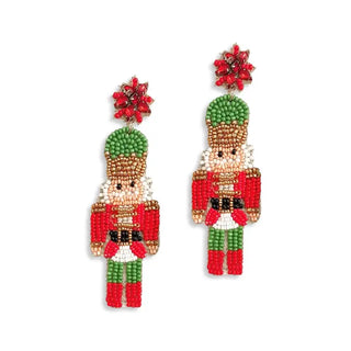 Mint Nutcracker Christmas Statement Earrings Holiday Jewelry #VLJE6595-RED - Dangle Earrings