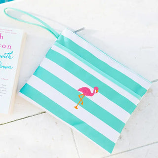 Mint Stripe Flamingo Wet Bag #M726VL-STMINT-FLAM - Wet Bag - Kids & Baby