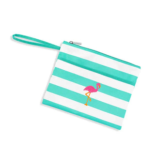 Mint Stripe Flamingo Wet Bag #M726VL-STMINT-FLAM - Wet Bag - Kids & Baby