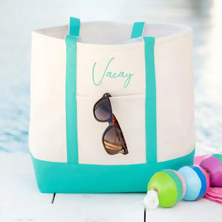 Mint Vacay Everyday Tote Tropical Canvas Travel Beach Shoulder Bag #M733VL-MINT-MTVAC - Tote Bag - Women’s