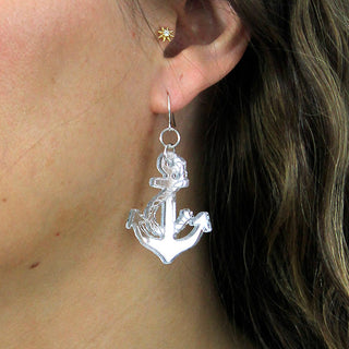Mirrored Anchor Earrings Nautical Beach Jewelry Sailor Boat Lover Gift #ACE-300GD-MIR-ANCHOR - Dangle Earrings