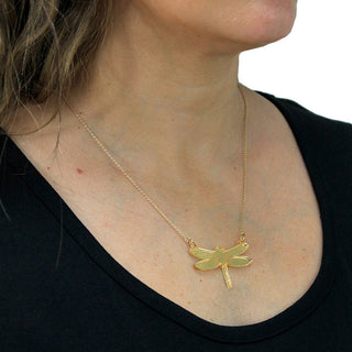 Mirrored Gold Dragonfly Necklace #ACN-MRGD-DRAGONFLY - Pendant/Charm Necklace