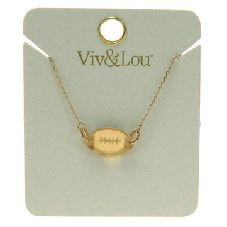 Mirrored Gold Football Necklace #ACN-FB-MRGD - Pendant/Charm Necklace