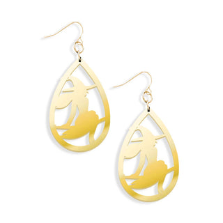 Mirrored Gold Witch Earrings #ACE-300GD-TDW-MRGD - Dangle Earrings
