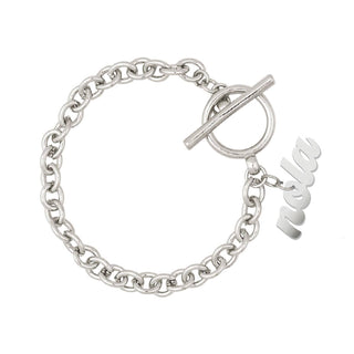 Mirrored Silver Acrylic Nola Bracelet #ACB-400SV-NOLA-MRSV - Charm/Dangle Bracelet