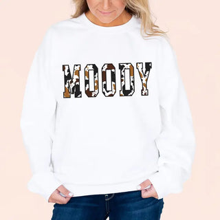 Moody Sweatshirt Funny Moody Mood Graphic Cozy Casual Pullover #HPSW-MOODY - Graphic Sweatshirt - Women’s