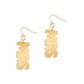 Mrs Earrings #ACE-300GD-MRS25 - Dangle Earrings