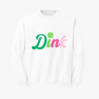 Multicolor Dink Pickleball Sweatshirt Fun Pickleball Cozy Pullover #HPSW-WHT-DINK - Small - Graphic Sweatshirt - Women’s