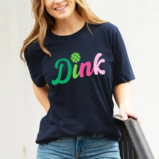 Multicolor Dink Pickleball T Shirt Paddle Sports Graphic Tee #DINK - Screen Printed T-Shirt - Women’s