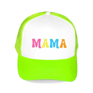 Multicolor Mama Trucker Hat Colorful Mesh Baseball Cap for Moms #M197VL-MLTMA - Neon Green - Trucker Hat - Women’s