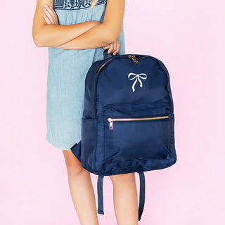 Navy Bow Charlie Backpack Cute School Travel Water Resistant Book Bag #M364VL-NAVY-BOW - Backpack - Women’s