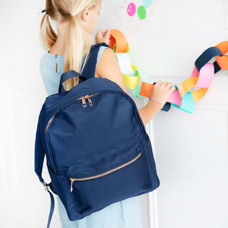Navy Charlie Backpack Cute School Travel Water Resistant Book Bag - Blank #M364VL-NAVY