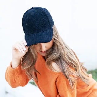 Navy Corduroy Baseball Cap - Blank #M193VL-NAVYCORD - Baseball Cap - Unisex