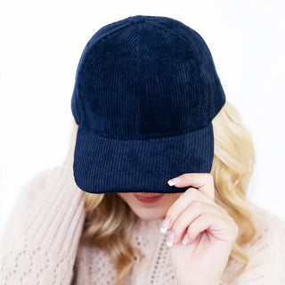 Navy Corduroy Baseball Cap - Blank #M193VL-NAVYCORD - Baseball Cap - Unisex