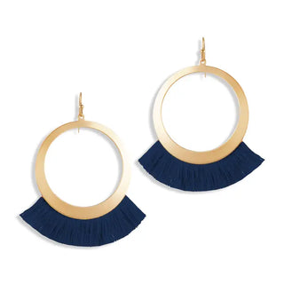 Navy Fringe Earrings Statement Tassel Jewelry Gift for Her #VLJ5037-NAVY - Dangle Earrings