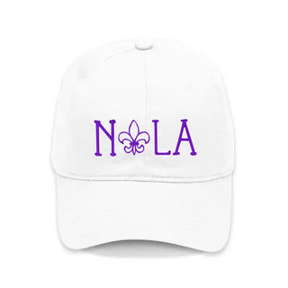 Nola Embroidered Baseball Cap New Orleans Travel Hat for Women #M190VL-WHT-NOLA - Baseball Cap - Unisex