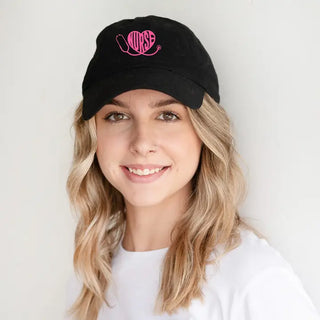 Nurse Heart Embroidered Baseball Cap rn Gift Hat for Women #M190VL-BLK-HRTNUR - Baseball Cap - Women’s