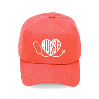 Nurse Heart Embroidered Baseball Cap rn Gift Hat for Women #M190VL-BLK-HRTNUR - Coral - Baseball Cap - Women’s