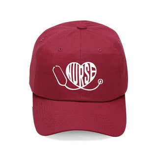 Nurse Heart Embroidered Baseball Cap rn Gift Hat for Women #M190VL-BLK-HRTNUR - Garnet - Baseball Cap - Women’s