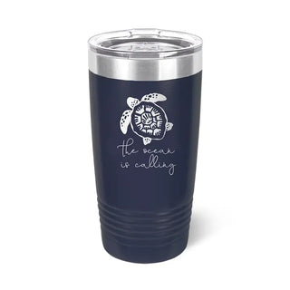 Ocean is Calling Tumbler Navy 20oz Insulated Cup Beach Lover Gift #TWB20-TUR-NAVY - Insulated Mug/Tumbler