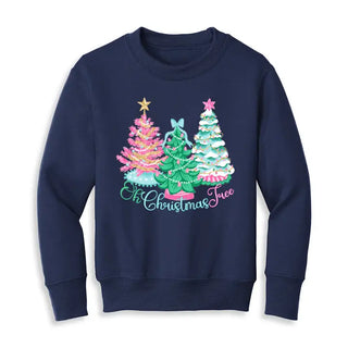 Oh Christmas Tree Kid’s Sweatshirt #HPSW-KDPKXS-KDOHCTREE - Navy / XS - Sweatshirt - Kids