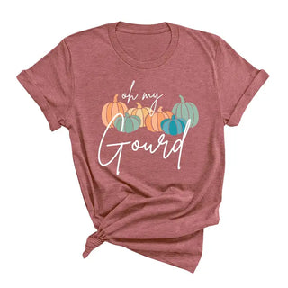 Oh My Gourd T Shirt Funny Pumpkin Fall Autumn Graphic Tee #HPTS-GOURD - Heather Mauve / Small - Screen Printed T-Shirt