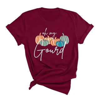 Oh My Gourd T Shirt Funny Pumpkin Fall Autumn Graphic Tee #HPTS-GOURD - Garnet / Small - Screen Printed T-Shirt