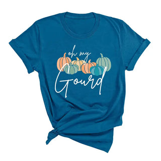 Oh My Gourd T Shirt Funny Pumpkin Fall Autumn Graphic Tee #HPTS-GOURD - Deep Teal / Small - Screen Printed T-Shirt