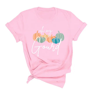 Oh My Gourd T Shirt Funny Pumpkin Fall Autumn Graphic Tee #HPTS-GOURD - Light Pink / Small - Screen Printed T-Shirt