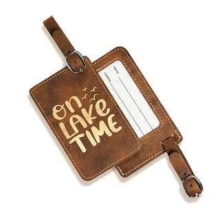 On Lake Time Luggage Tag Lake House Gift Cabin Vacation Travel Accessory #L703-RUST-LAKET - Luggage Tag