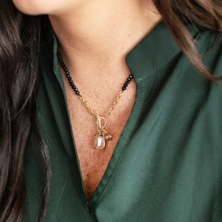 Onyx Lisa Necklace #VLJ6486-BLK - Pendant/Charm Necklace
