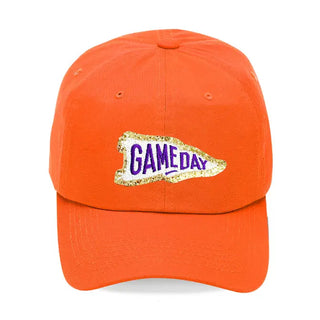 Orange Baseball Pennant Patch Hat Purple Gameday Cap Unisex#L190-ORG-GDPEN-PUR - Baseball Cap - Women’s