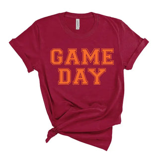 Orange Game Day T Shirt Football Tailgate College Fan Graphic Tee #HPTS-RBLSM-ORGGD - Maroon / Small - Screen Printed