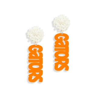 Orange Gators Earrings Beaded Game Day Football Team Spirit Jewelry #ACE-491PRL-GATORS-ORG - Dangle Earrings