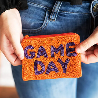 Orange & Purple Game Day Beaded Coin Purse #MNA0193-GDORPU - Coin Purse - Women’s