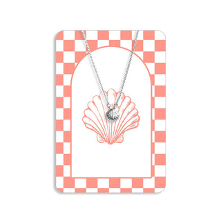 Orange Seashell Keepsake Necklace Card #VLJC-1357SV-OSHELL - Keepsake Coin/Token