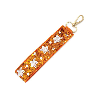 Orange Star Sequin Wristlet Keychain #MNA106VL-STRORG - Keychain - Unisex