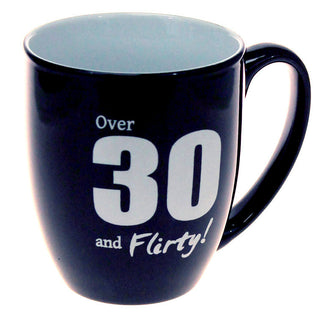Over 30 and Flirty - Large Black 16oz Coffee Mug #LMG6K-OVER30