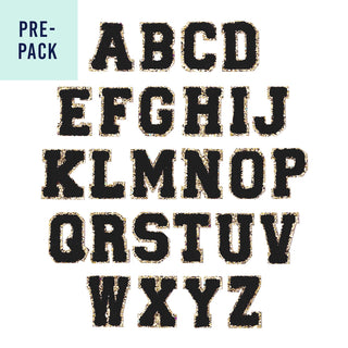 Black Full Alphabet Varsity Letter Patches Pre Pack