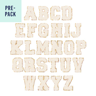 Creme Full Alphabet Varsity Letter Patches Pre Pack