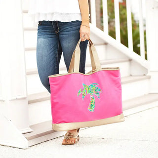 Palm Tree Cabana Tote Beach Canvas Bag Vacation Pool Carryall #HP732-MINT-TRPPALM23 - Tote Bag - Women’s