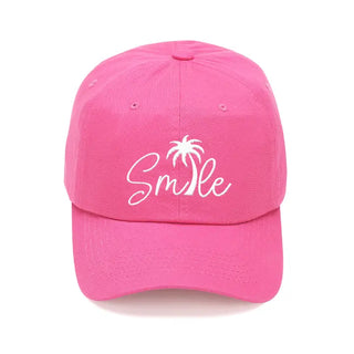 Palm Tree Smile Hat Beach Embroidered Baseball Cap for Men Women #M190-SMILE23 - Pink - Baseball Cap - Women’s
