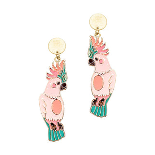 Parrot Earrings Colorful Tropical Bird Beach Vacation Statement Jewelry #VLJE2007-TAIL - Dangle Earrings