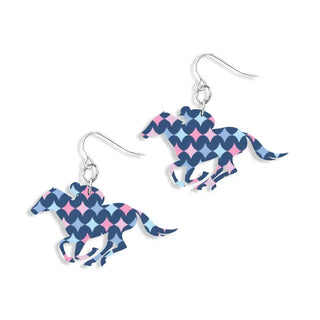 Pastel Horse Jockey Earrings Kentucky Derby Race Day Jewelry #ACE-300SV-DERBY-PASDIA - Dangle Earrings