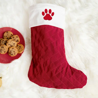 Paw Quilted Red Velvet Stocking #M917VL-RDVEL-PAW