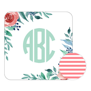 Personalized Coral Floral Desk Set