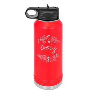 Water Bottle with Floral Design